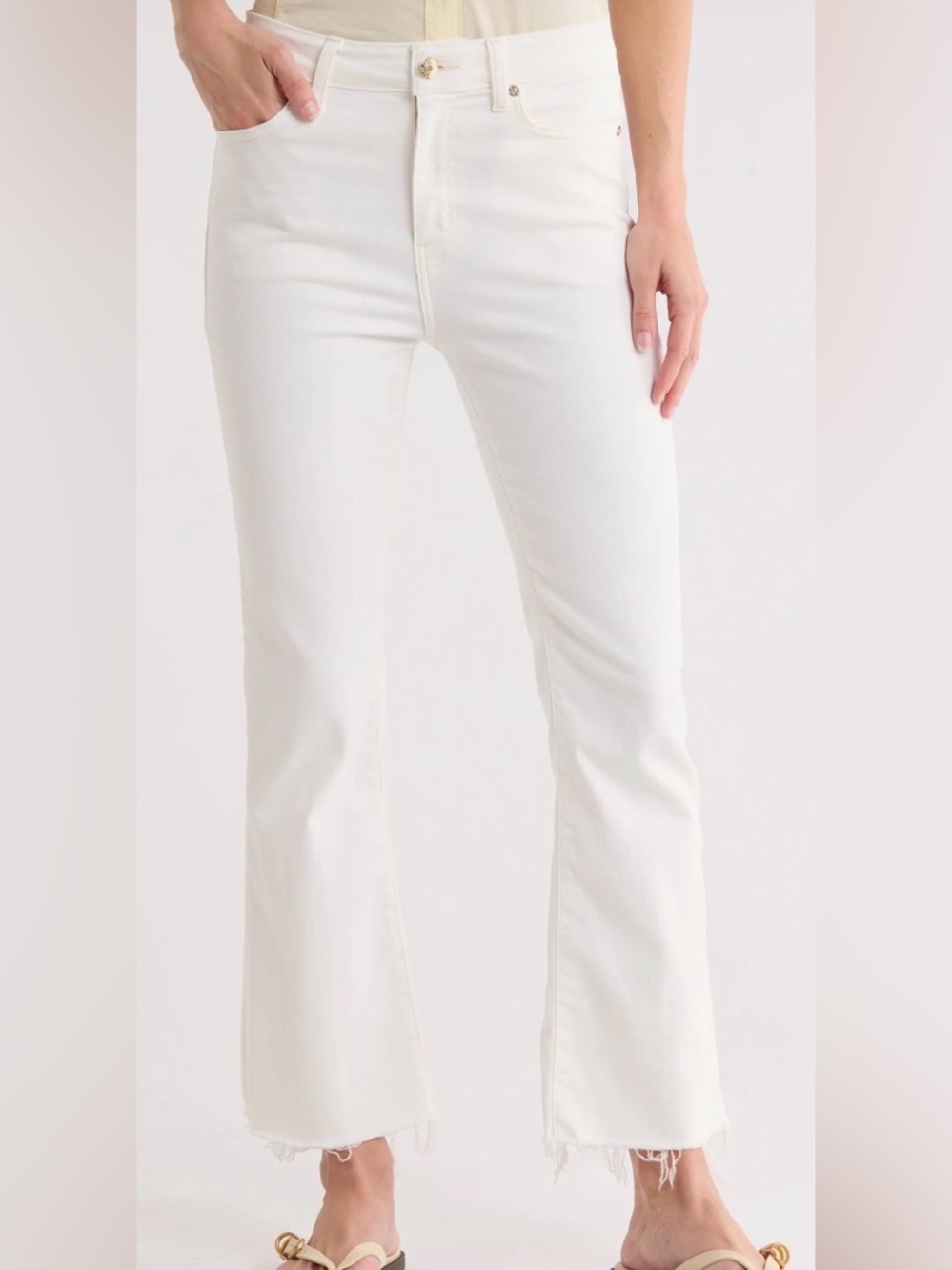 Frame Le Crop Mini Boot - Cream Off-White - Frayed Hem - Size 28